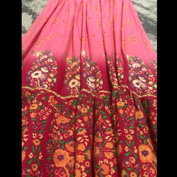 Pink floral halter dress with padding fiesta midi - Picture 2 of 4